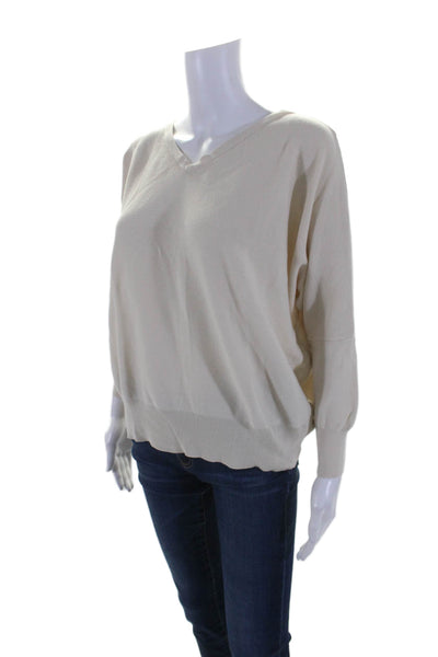 Ba&Sh Womens V Neck Buttoned Long Sleeve Knit Sweater Top Beige Size 1