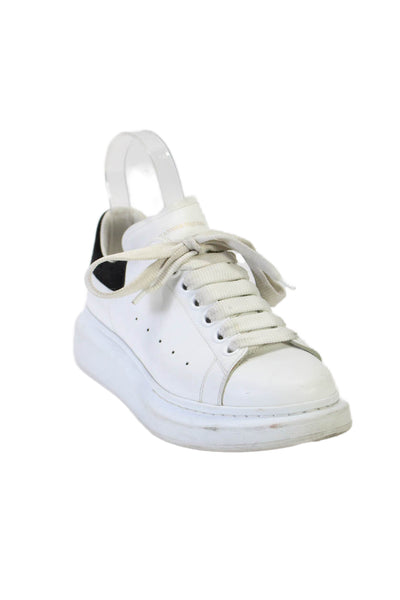 Alexander McQueen Womens Leather Suede Trim Platform Sneakers White Size 9.5