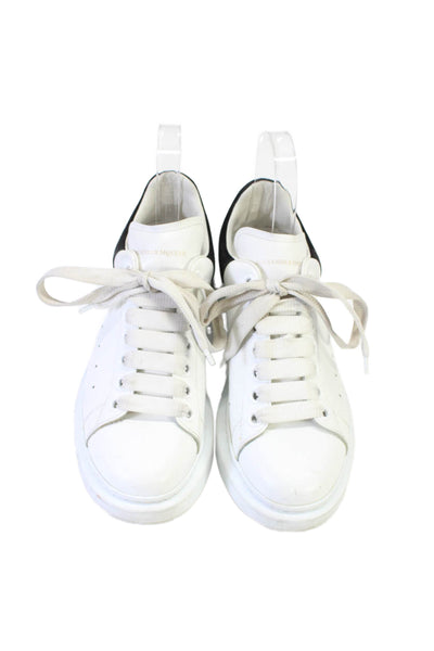 Alexander McQueen Womens Leather Suede Trim Platform Sneakers White Size 9.5