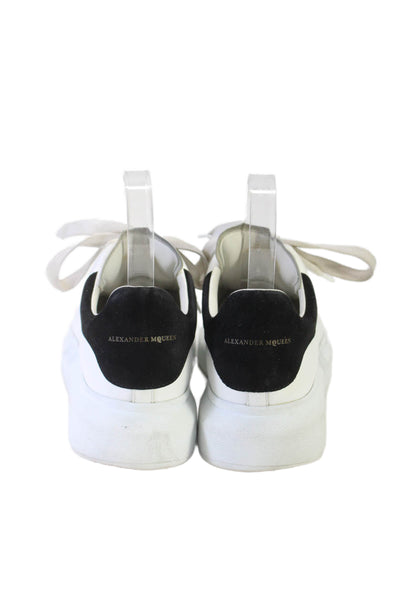 Alexander McQueen Womens Leather Suede Trim Platform Sneakers White Size 9.5