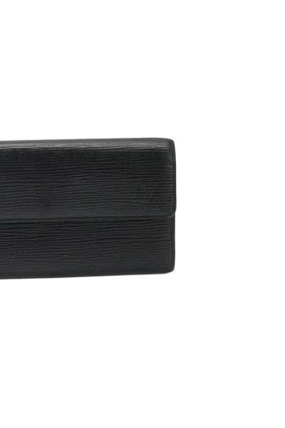 Louis Vuitton Womens Epi Leather Snap Closure Rectangular Sarah Wallet Black