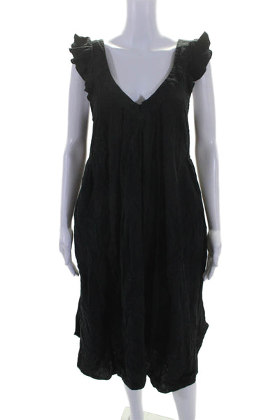 Free People Womens Sleeveless A Line Maxi Dress Black Cotton Size Extra Small