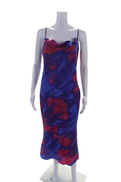 Majorelle Womens Printed Spaghetti Strap Maxi Dress Blue Pink Size Extra Small