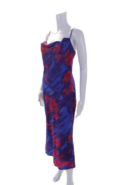 Majorelle Womens Printed Spaghetti Strap Maxi Dress Blue Pink Size Extra Small