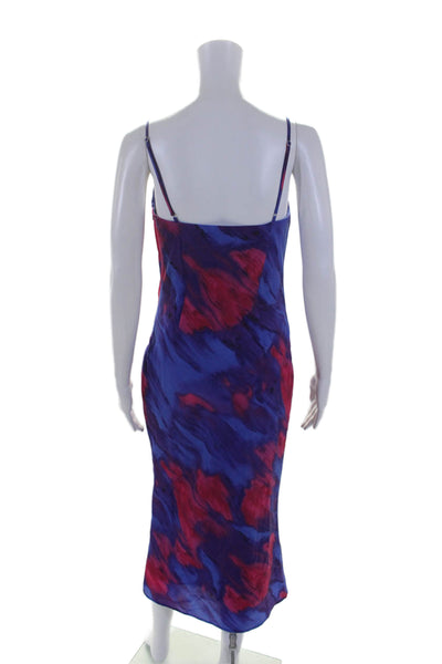 Majorelle Womens Printed Spaghetti Strap Maxi Dress Blue Pink Size Extra Small