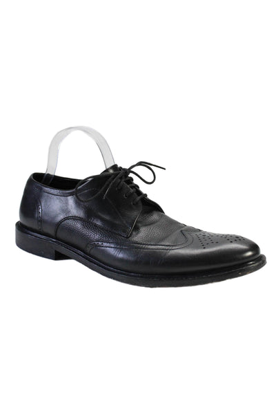 Hugo Hugo Boss Mens Leather Low Top Lace Up Oxford Dress Shoes Black Size 8