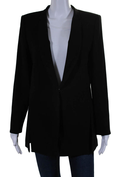 Elie Tahari Womens Collar V-Neck Long Sleeve Snap Buttoned Blazer Black Size 12