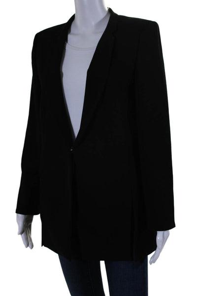 Elie Tahari Womens Collar V-Neck Long Sleeve Snap Buttoned Blazer Black Size 12