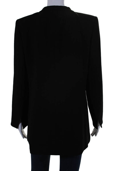 Elie Tahari Womens Collar V-Neck Long Sleeve Snap Buttoned Blazer Black Size 12