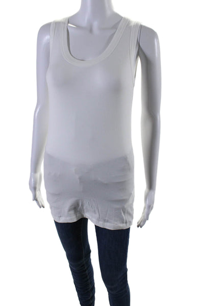 Lis Lareida Womens White Cotton Scoop Neck Sleeveless Tank Top Size L