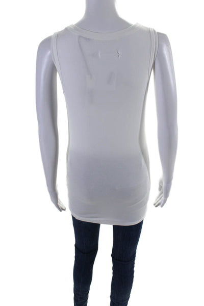 Lis Lareida Womens White Cotton Scoop Neck Sleeveless Tank Top Size L