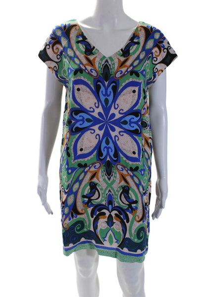 Maeve Anthropologie Womens Sleeveless V Neck Printed Dress Multicolored Small