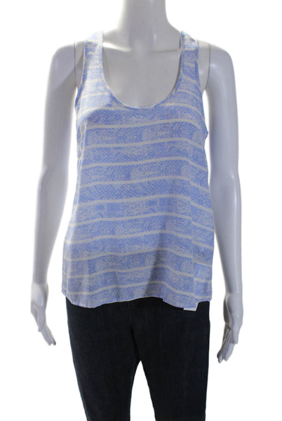 Joie Womens Silk Snakeskin Print Tank Top Sky Blue White Size Extra Small