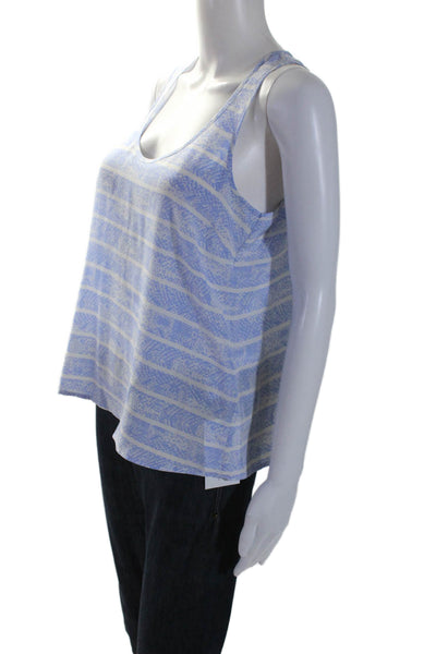 Joie Womens Silk Snakeskin Print Tank Top Sky Blue White Size Extra Small