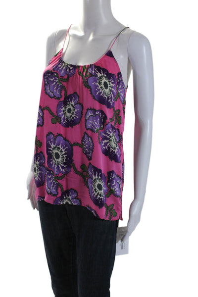 Tucker Womens Floral Print Sleeveless Tank Top Pink Purple Size Petite