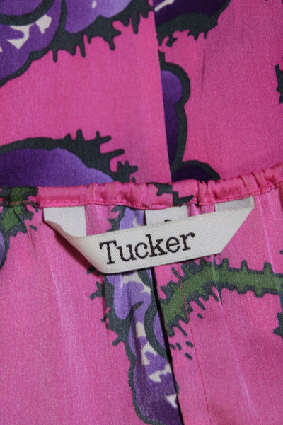 Tucker Womens Floral Print Sleeveless Tank Top Pink Purple Size Petite