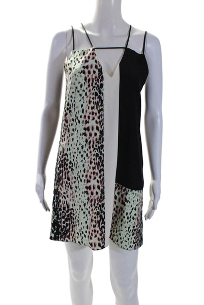 Parker Womens Silk Animal Print Sleeveless Dress Black White Size Extra Small