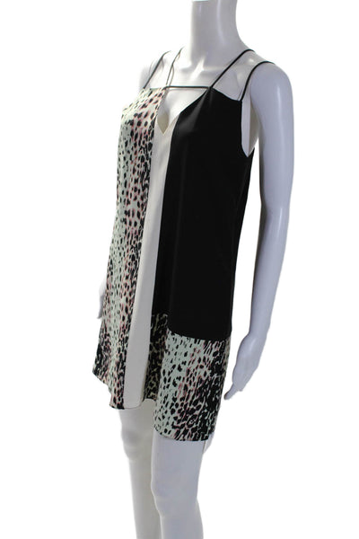 Parker Womens Silk Animal Print Sleeveless Dress Black White Size Extra Small