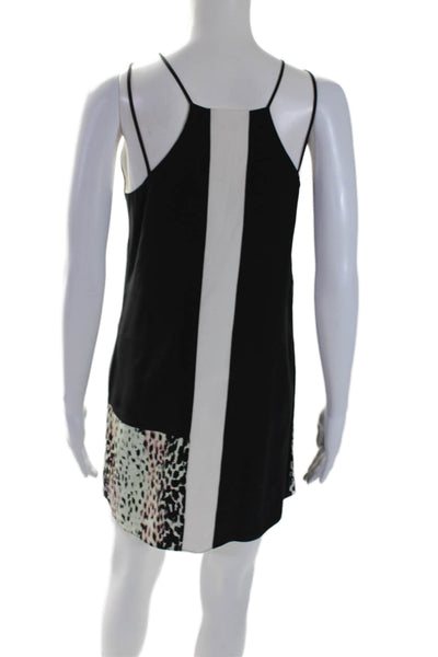 Parker Womens Silk Animal Print Sleeveless Dress Black White Size Extra Small