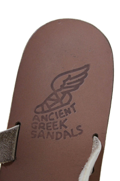 Ancient Greek Sandals Womens Leather Slide On Toe Ring Sandals Beige Size 9