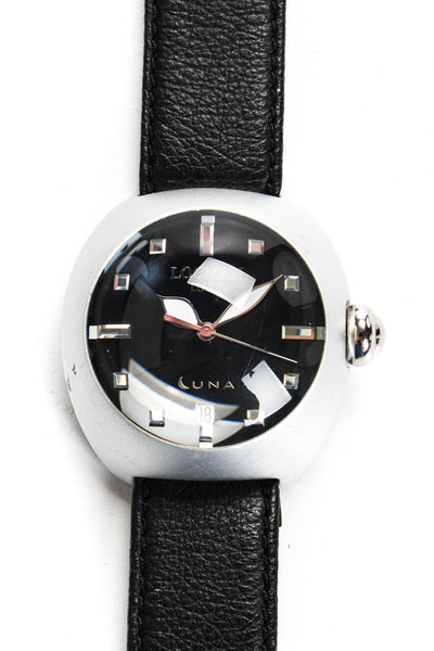 Locman Silver Tone Leather Band Water Resistant  Luna Watch