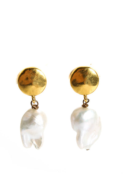 Jaded Jewels NYC Gold Plated Baroque Pearl Dangle ClipOn Earrings