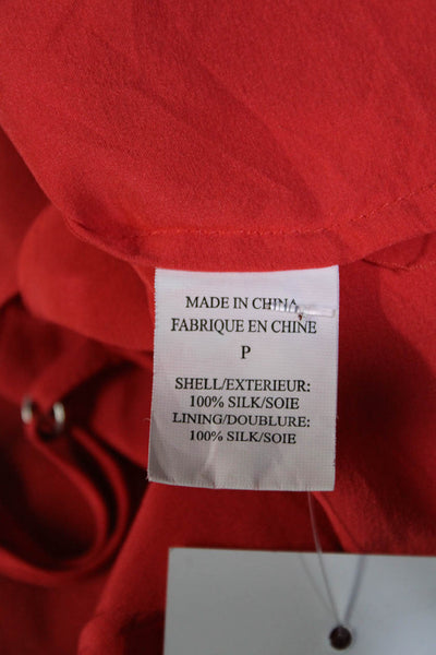 Theory Womens Silk V Neck Ruffled Spaghetti Strap Tank Top Red Size Petite