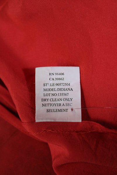 Theory Womens Silk V Neck Ruffled Spaghetti Strap Tank Top Red Size Petite