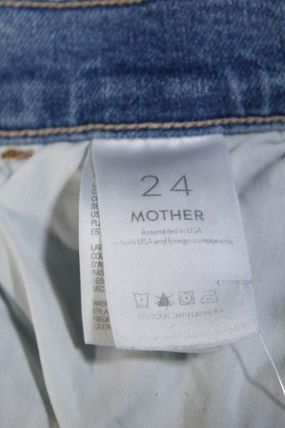 Mother Womens High Rise The Hustler Ankle Fray Jeans Blue Cotton Size 24