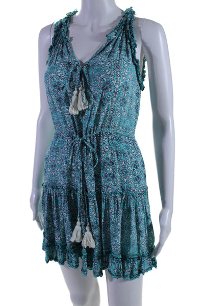 Cool Change Womens Floral Print A Line Sleeveless Dress Blue Size Small