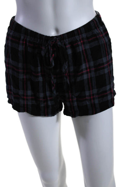 Rails Womens Plaid Button Down Pajama Shorts Set Black Pink Size Extra Small