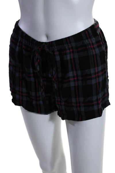 Rails Womens Plaid Button Down Pajama Shorts Set Black Pink Size Extra Small