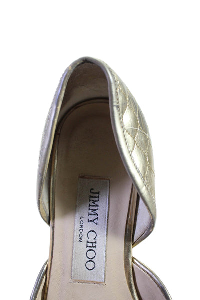 Jimmy Choo Womens Leather D'Orsay Slide On Ballet Flats Gold Size 35 5