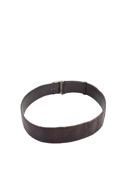 Christian Dior Womens Leather Stitching Silver Tone Belt Hickory Brown Size 85