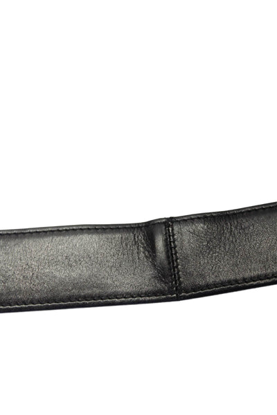 Christian Dior Womens Leather Silver Tone Buckle Medium Belt Black Size 85