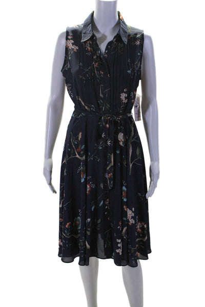 Nanette Lepore Womens Collared Floral Print Sleeveless Dress Black Size 2