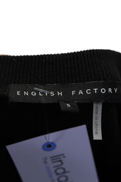 English Factory Womens Long Sleeve Crew Neck Knit Sweater Black Size Small