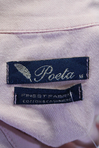 Poeta Womens Button Front Long Sleeve Collared Shirt Pink Cotton Size Medium