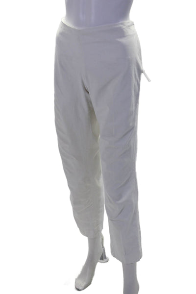 Fabrizio Gianni Womens Side Zip High Rise Pleated Trouser Pants White Size 10