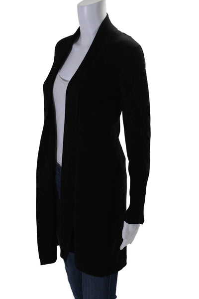 Premise Womens Ribbed Lace-Up Long Sleeve Open Knitted Cardigan Black Size S