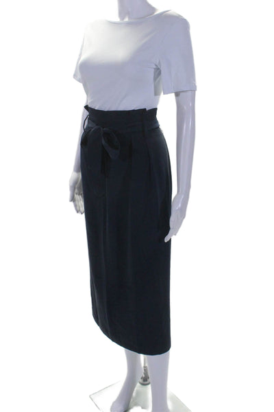 Boden Womens Pleated Tie Waist Midi Pencil Skirt Blue Size 4