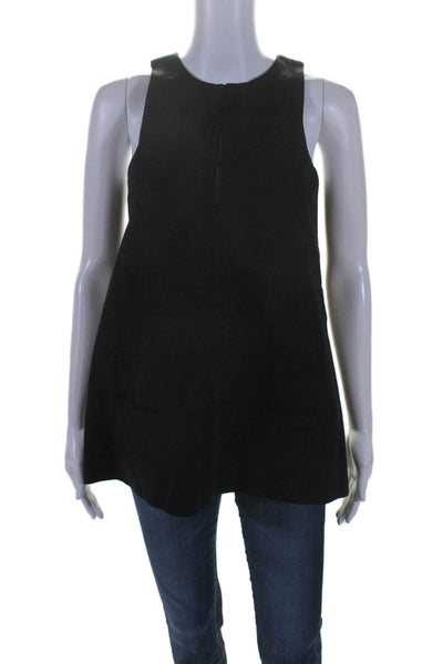 Emerson Fry Womens Cotton V Neck Sleeveless A Line Blouse Black Size S