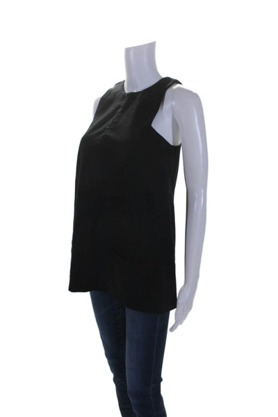 Emerson Fry Womens Cotton V Neck Sleeveless A Line Blouse Black Size S