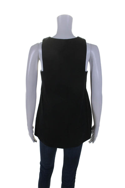 Emerson Fry Womens Cotton V Neck Sleeveless A Line Blouse Black Size S