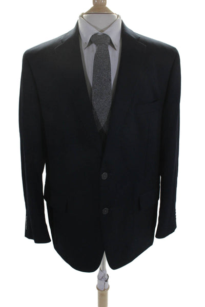 Michael Kors Mens Notch Collar Long Sleeve Two Button Suit Jacket Navy Size 46R