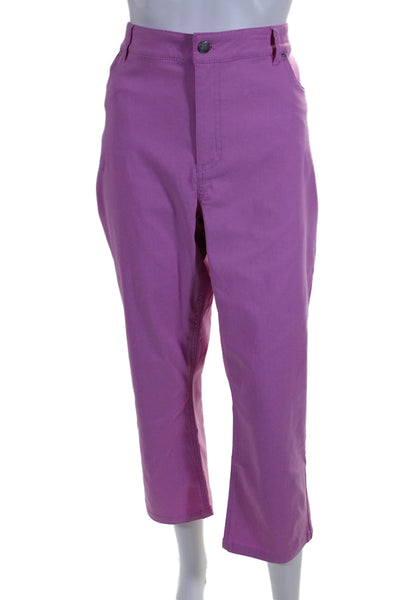 Renuar Women's Button Closure Five Pockets Straight Leg Ankle Pants Pink Size 14