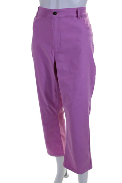 Renuar Women's Button Closure Five Pockets Straight Leg Ankle Pants Pink Size 14