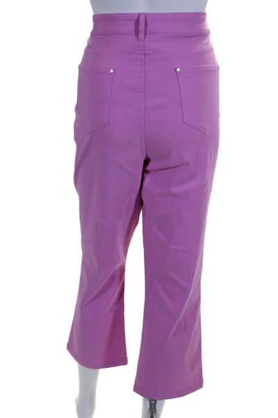 Renuar Women's Button Closure Five Pockets Straight Leg Ankle Pants Pink Size 14