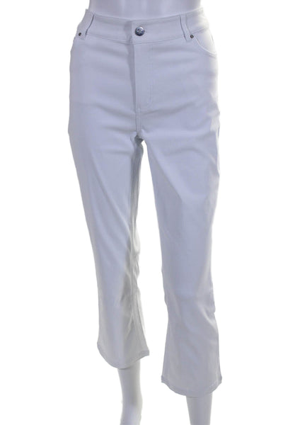 Renuar Women's High Waist Five Pockets Straight Leg Ankle Pants White Size 14