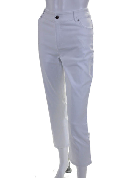 Renuar Women's High Waist Five Pockets Straight Leg Ankle Pants White Size 14